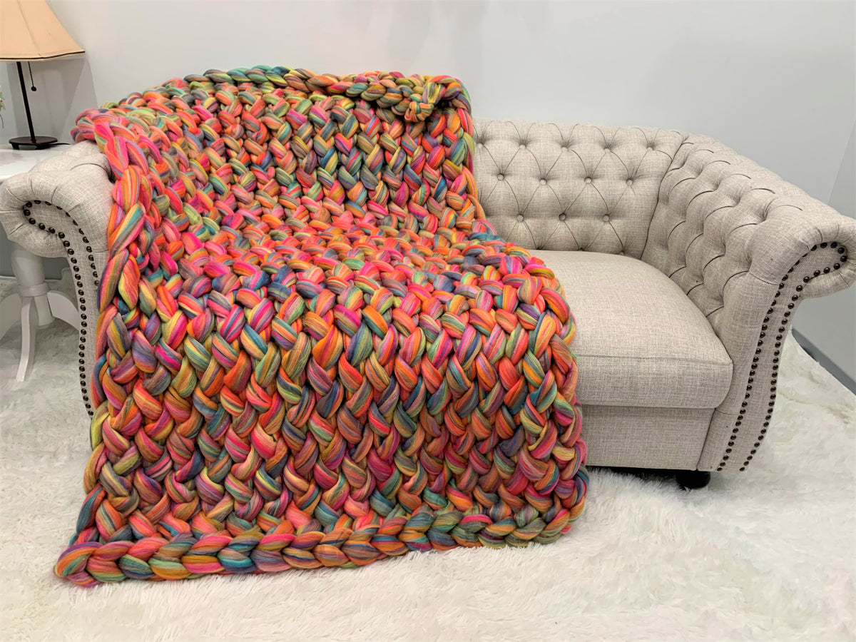 Chunky Knit Chenille Yarn blanket BeCozi