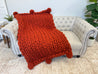 Merino Wool Blanket with Pom Poms