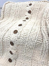 Chunky Chenille Yarn Blanket, Cable knit with Buttons