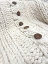 Chunky Chenille Yarn Blanket, Cable knit with Buttons