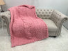 Chunky Chenille Yarn Blanket, Center Cable knit
