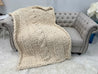 Chunky Chenille Yarn Blanket, Center Cable knit