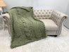 Chunky Chenille Yarn Blanket, Center Cable knit