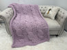 Chunky Chenille Yarn Blanket, Cable knit