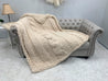 Chunky Chenille Yarn Blanket, Center Cable knit