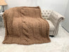 Chunky Chenille Yarn Blanket, Center Cable knit