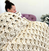 Chunky Chenille Yarn Blanket, Honey comb stitch