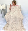 Chunky Chenille Yarn Blanket, Center Cable knit