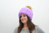 Hat with pom pom, Chunky chenille yarn