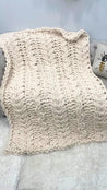 Chunky Chenille Blanket, Flower cable knit