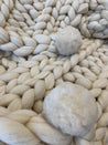 Merino Wool Blanket with Pom Poms