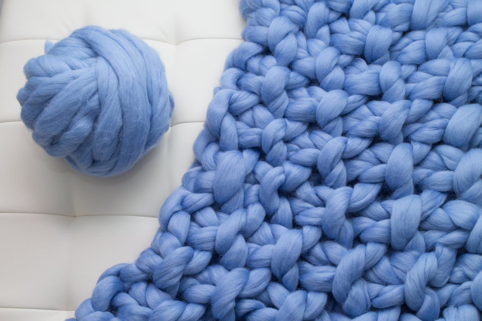 DIY Knit Kit, Blanket 35x50. Merino Wool and Giant Wooden Needles – BeCozi