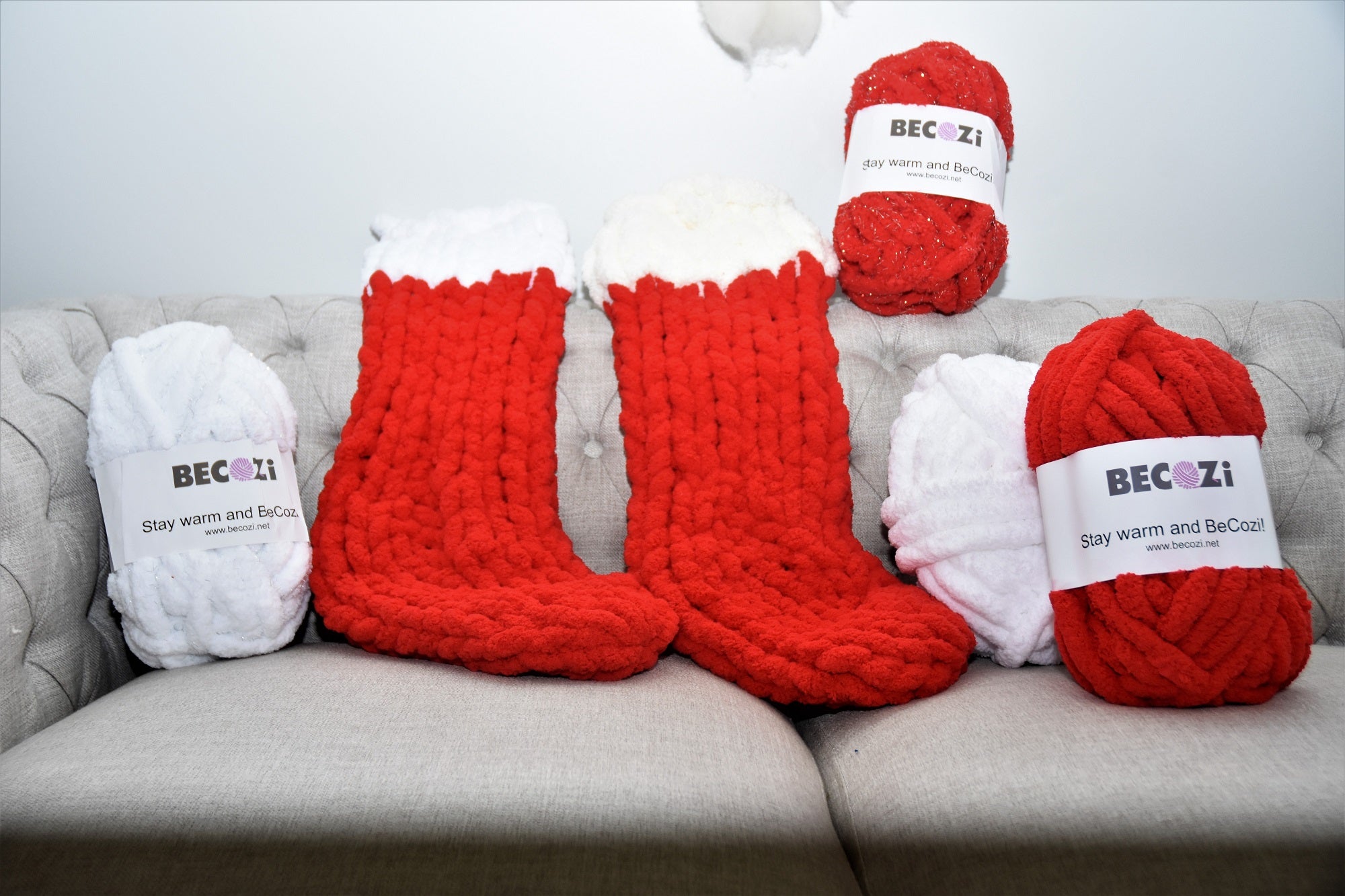 DIY Kit, Christmas stocking, Chunky chenille yarn – BeCozi