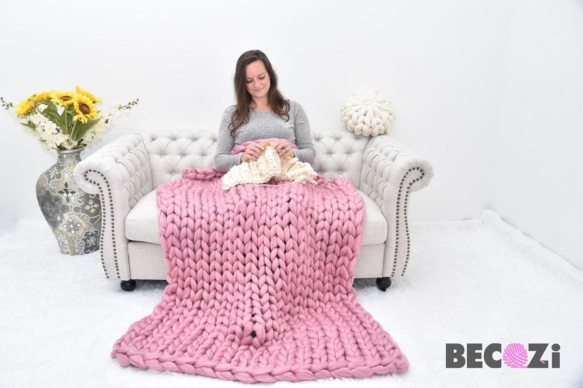 Chunky Knit Vegan Yarn blanket BeCozi