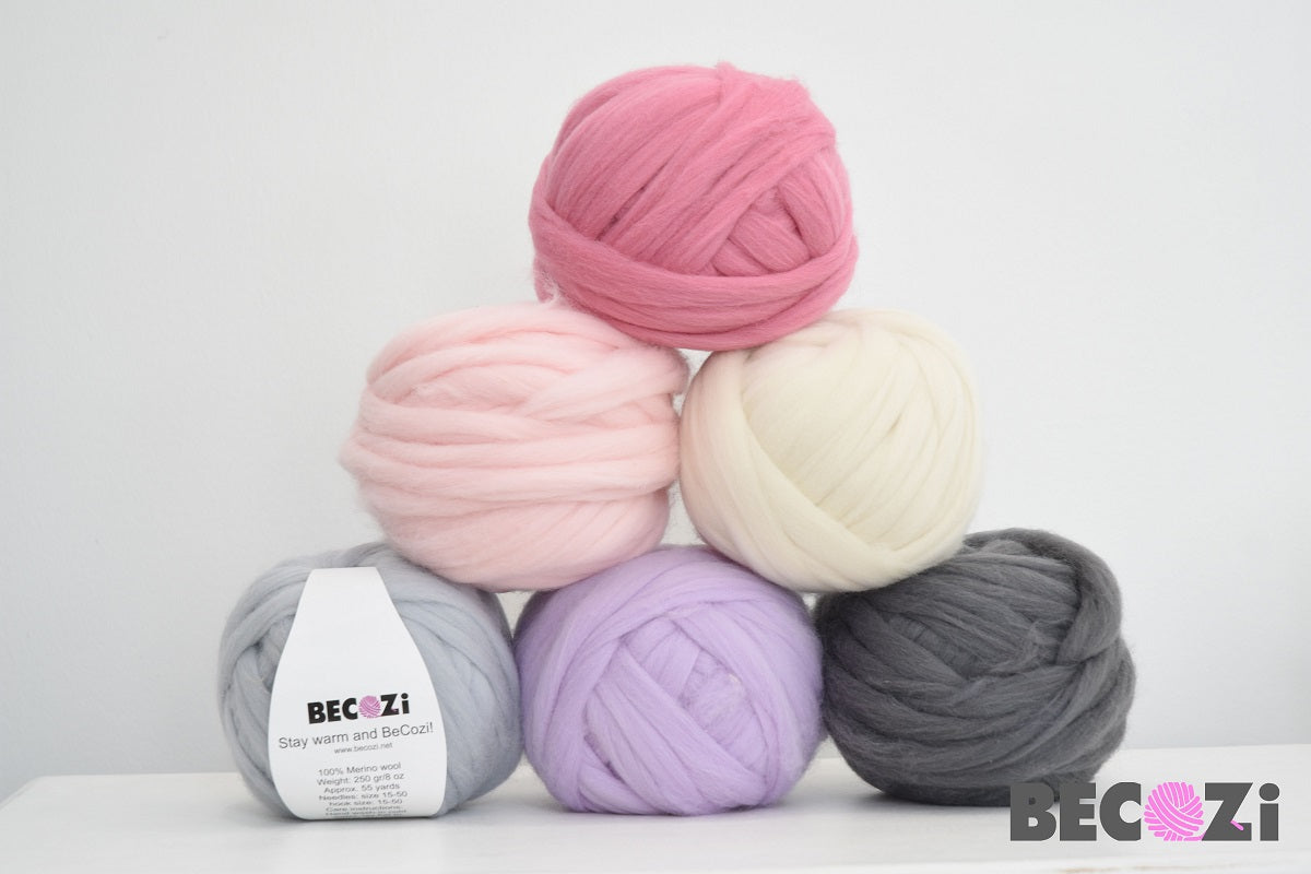 Merino-Moments Super Soft Merino Wool Blend Baby Yarn, Bulky Weight #5 for Knitting, Crocheting, Loom and Weaving, Variety Set of 4, 456yds/400g