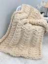 Flower Cable Blanket, Chunky Chenille