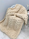 Flower Cable Blanket, Chunky Chenille