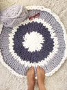 Hand Knit Circular Rug, Chenille yarn