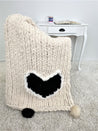 Chunky Chenille Yarn Blanket with a Heart