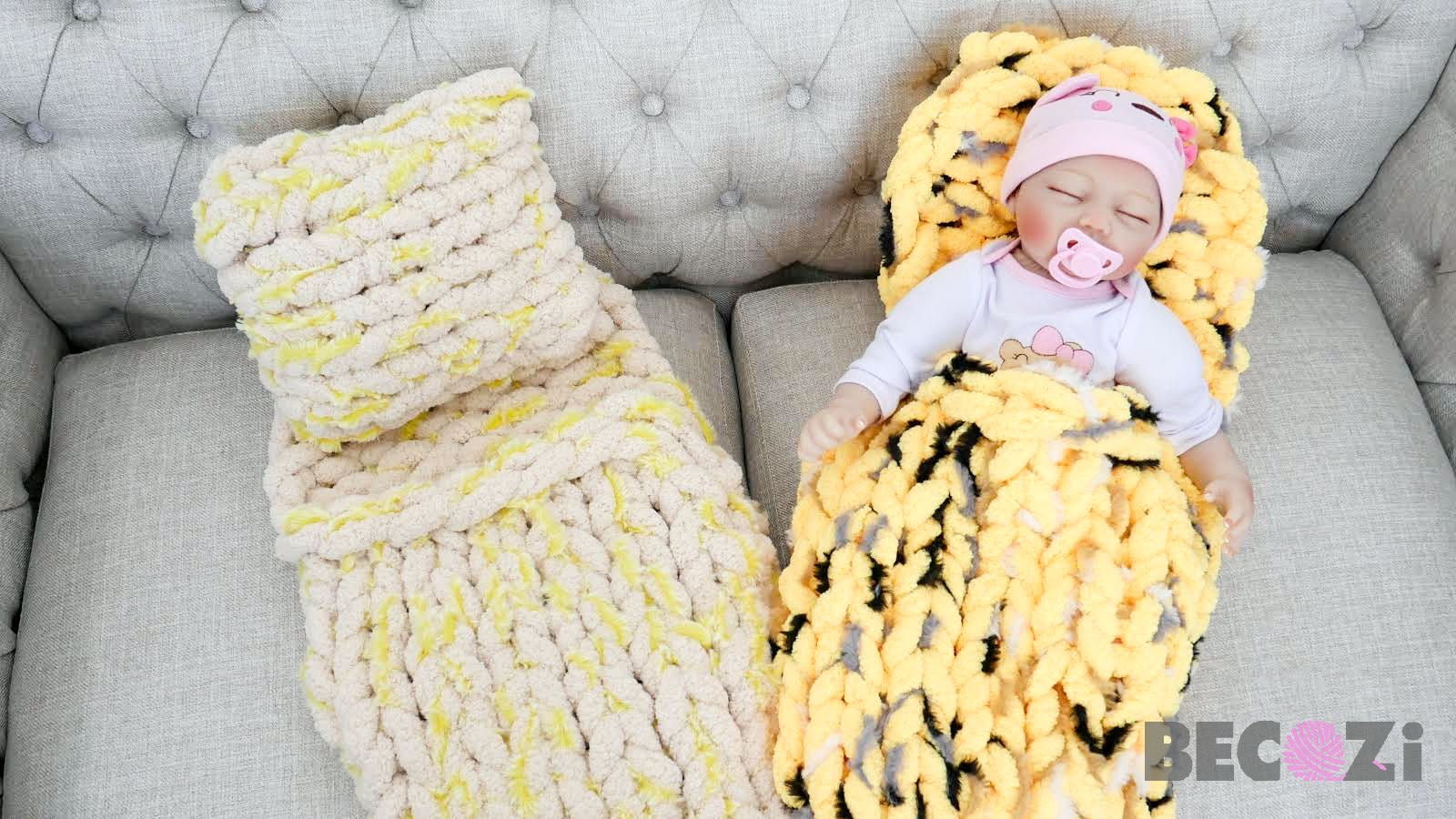 Chenille Yarn DIY Knit Kit Baby Sleeping Bag – BeCozi