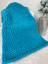 Chunky Chenille yarn blanket, Twisted stitch pattern
